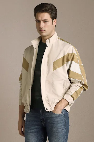 Men Casual Beige Patterned Jacket